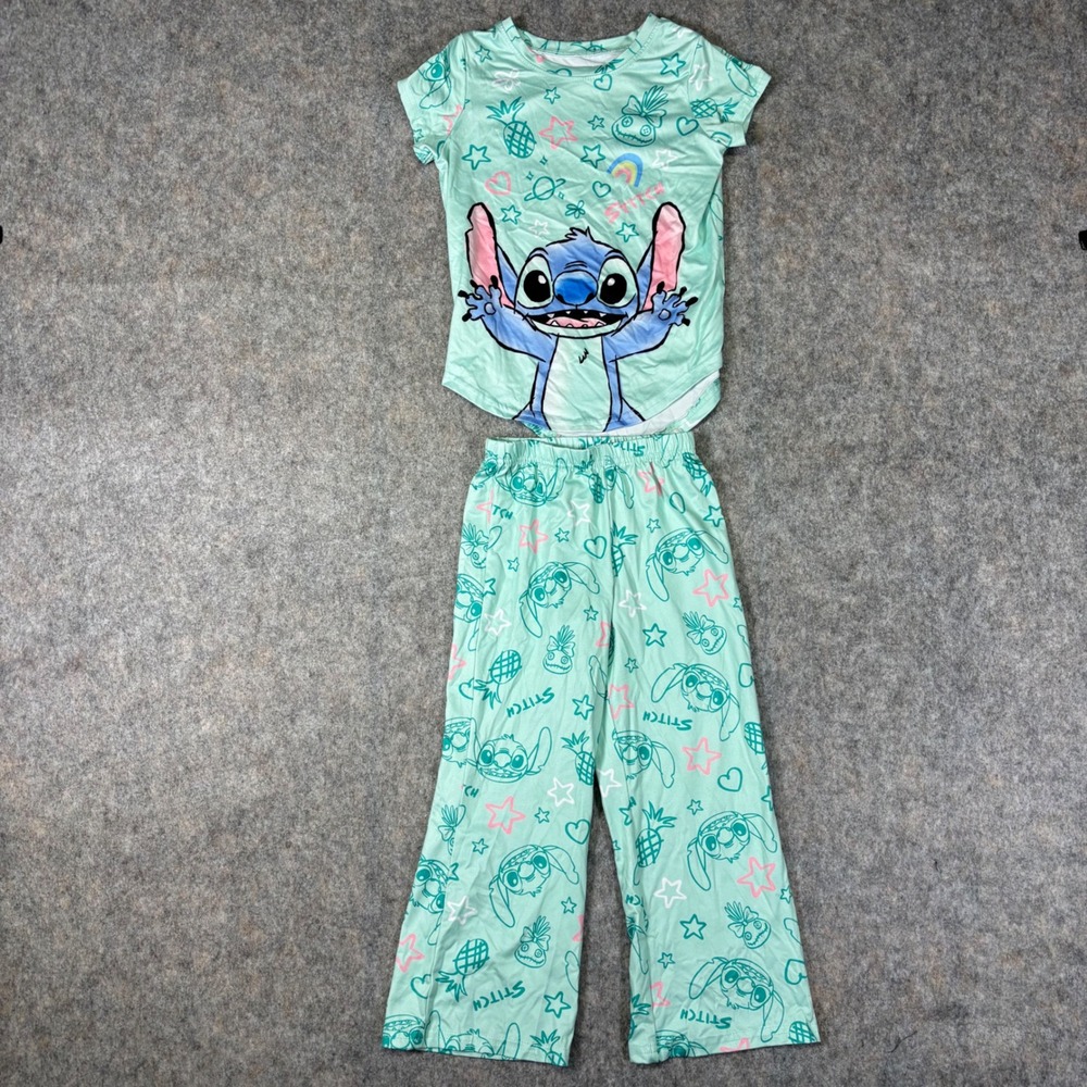 Disney Lilo Stitch Pajama Set Kids Size 6‎ Top Pants Mint Green